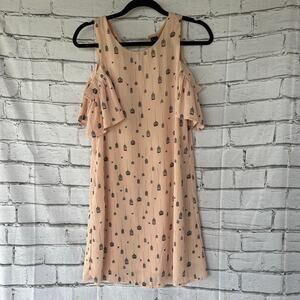 Preowned Flawed Gem  City Streets Birdcage Cold Shoulder Dress Pink Black Size 4